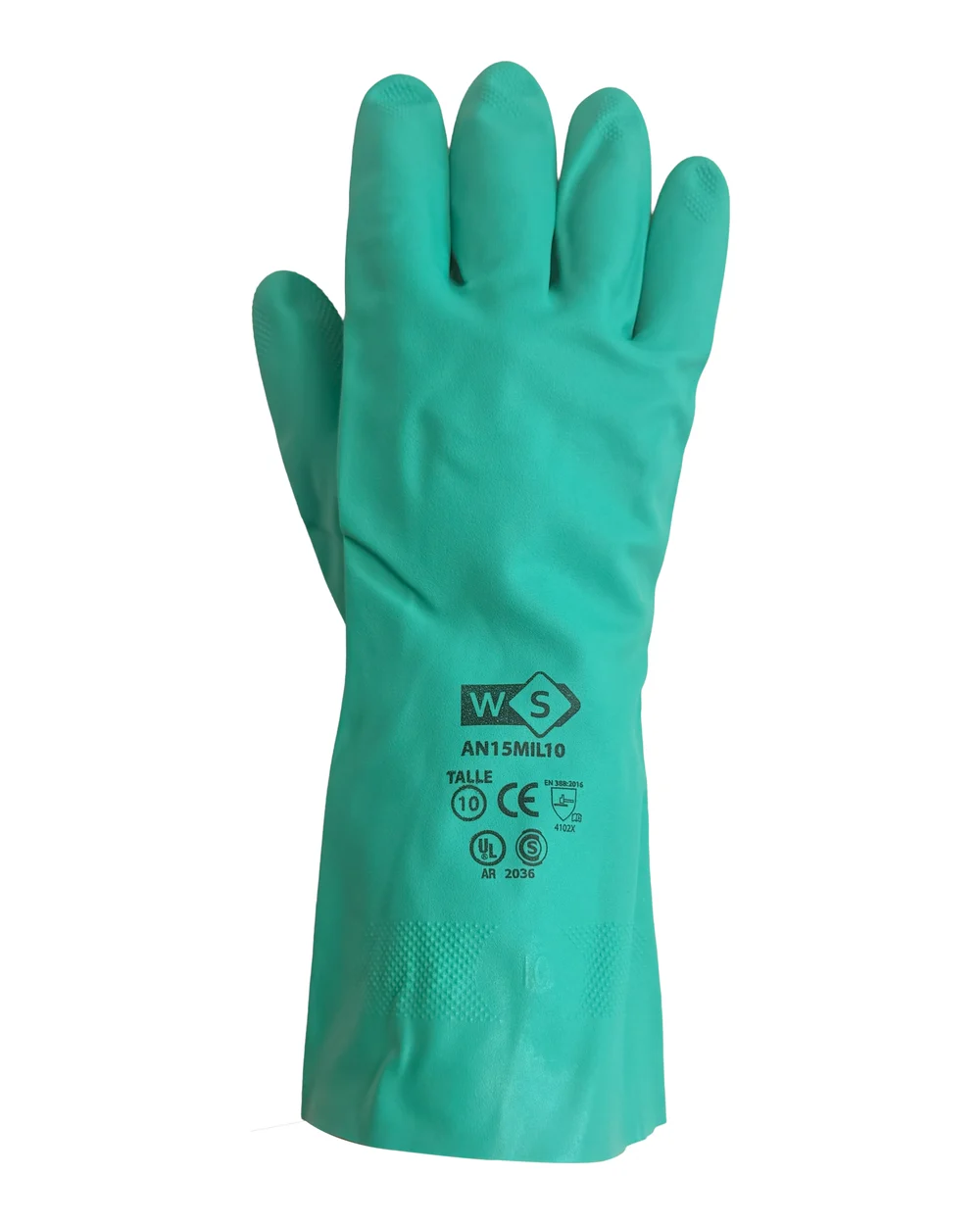 Guante de acrilo nitrilo verde 15 mil WorkSafe